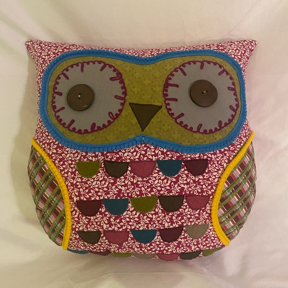 Throw Pillow Patchwork Owl Mulicolored - Picture 1 of 3